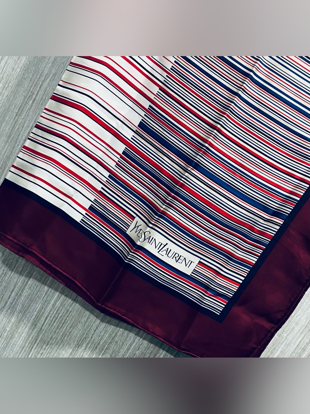Yves Saint Laurent 🔥 Striped Silk Scarf